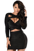 Sexy Black Crisscross Wrap Long Sleeve Club Dress
